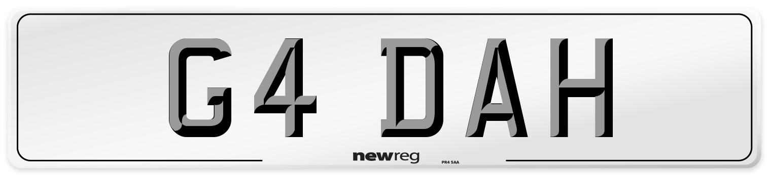 G4 DAH Number Plate from New Reg